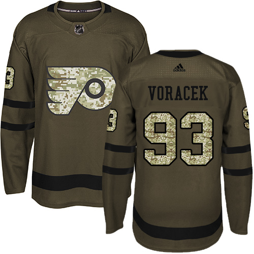 Adidas Flyers #93 Jakub Voracek Green Salute to Service Stitched NHL Jersey - Click Image to Close
